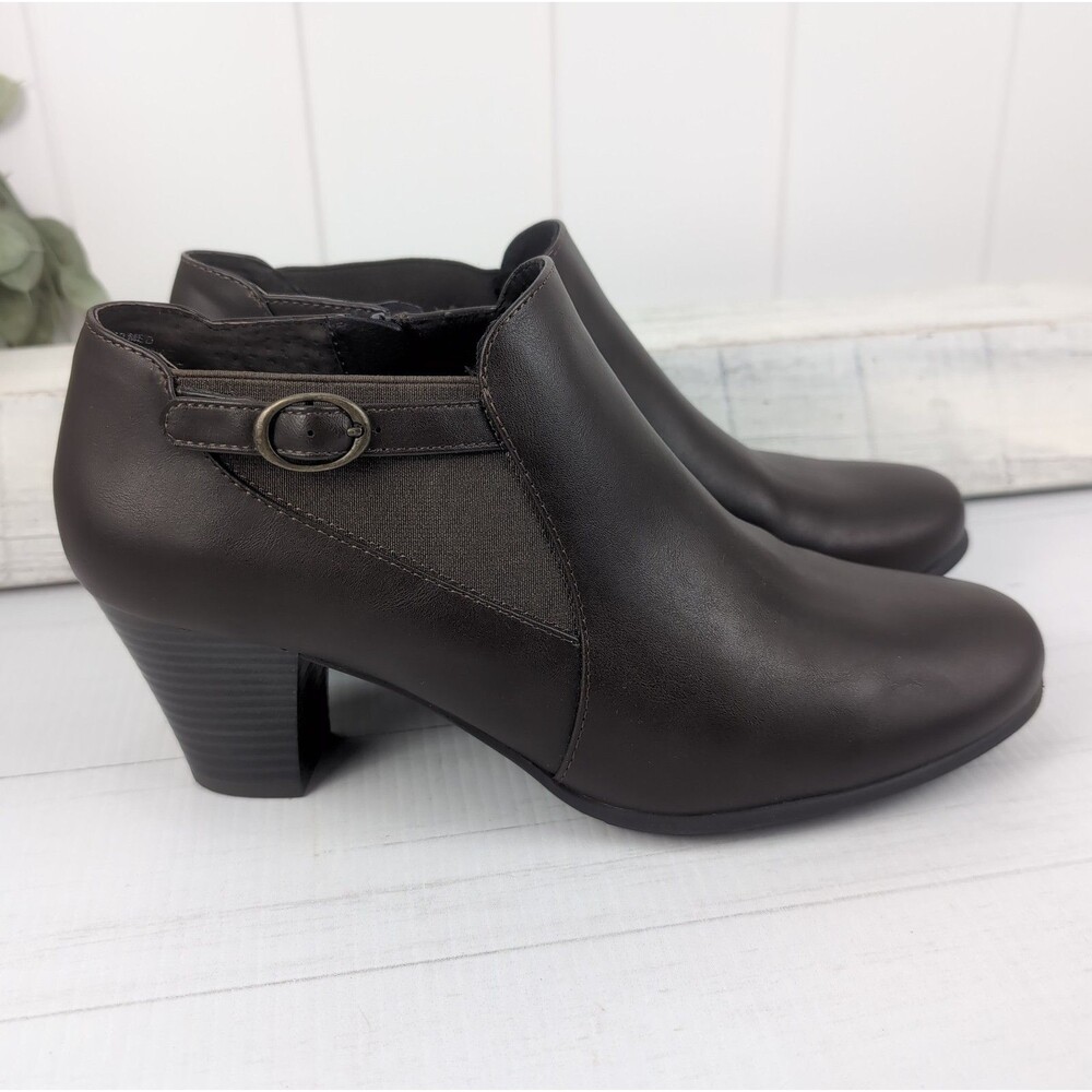Croft & Barrow Ortholite ECO INES Brown Faux Leather Ankle Boot Women’s 10